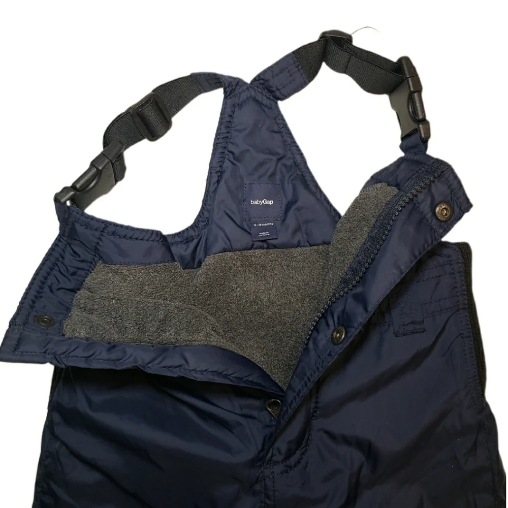 Baby Gap 12-18m Navy Fleece Lined Snowbib Overalls
